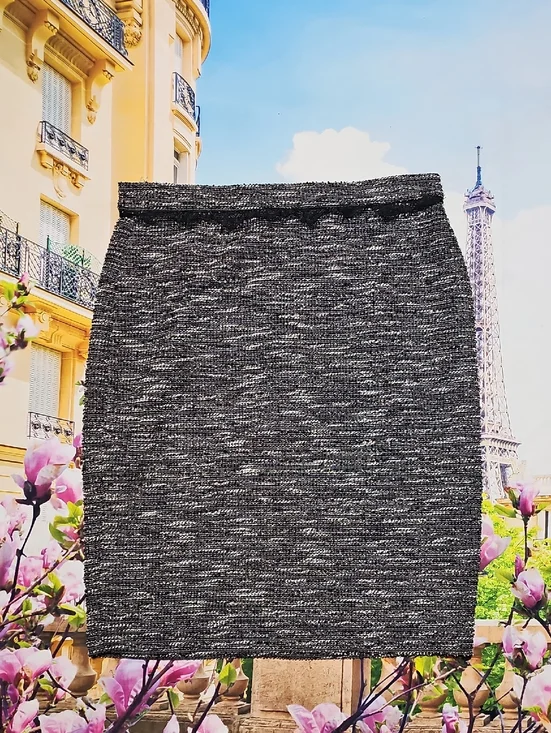 Ann Taylor Black and Gray Textured Tweed Pencil Skirt SP Small Petite New - Picture 2 of 8